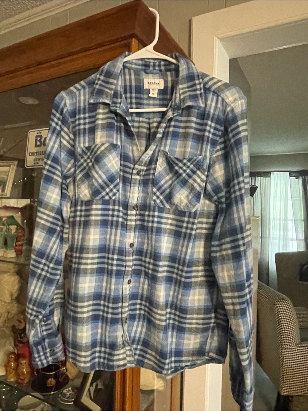 Sonoma Blue Plaid Flannel Shirt
